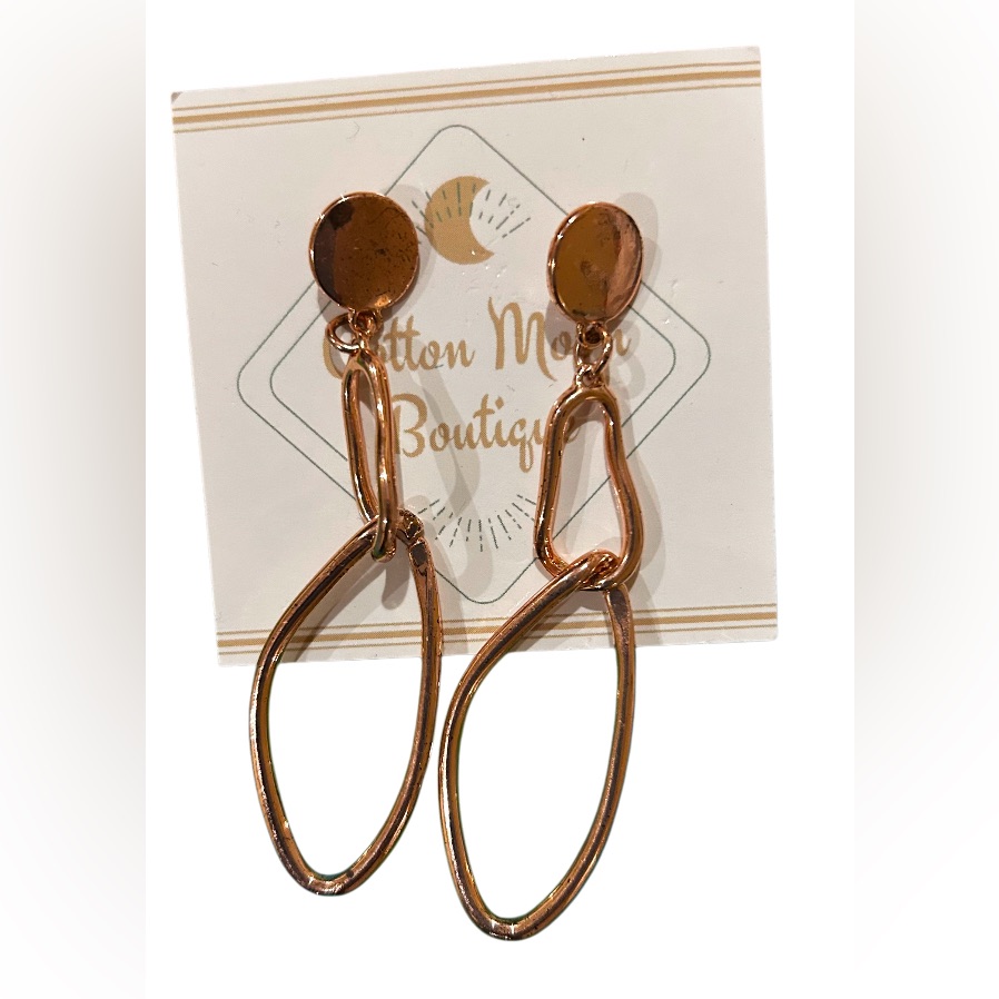 Rose Gold Giant Chain Length Earrings 11$